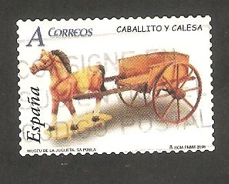 4205 - Juguete, caballito de cartón con calesa