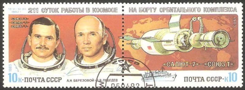 4989 y 4990 - Conquista espacial, 211 dias en el espacio de Berevzoi y Lebedev