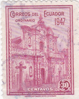 Fachada del templo de la Compañía Tallada en Piedra,Quito