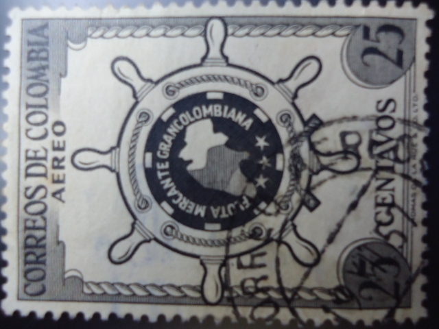 Flota Mercante Gran Colombiana. Emblema-Mapa.