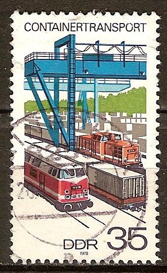 Transporte de contenedores, el transporte por ferrocarril (DDR).