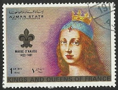   AJMAN STATE - KINGS AND QUEENS OF FRANCE - MARIE D ANJOU 