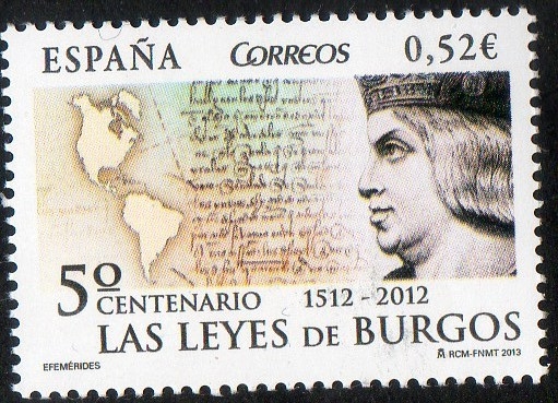 4780- 5º Centenario de las Leyes de Burgos. 1512-2012.