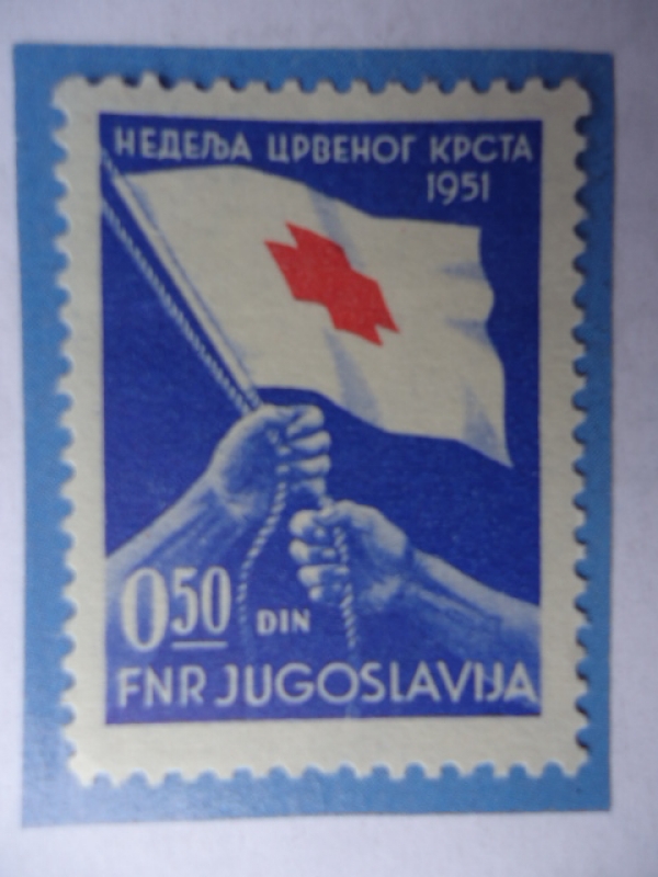 Yugoslavia - Semana de la Cruz Roja - Sello de caridad,beneficencia.