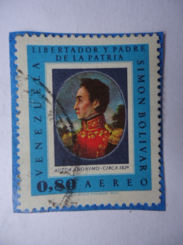 Libertador y Padre de la Patria Simón Bolívar-Retrato de Autor Desconocido-Circa 1829