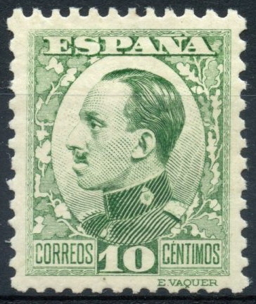 ESPAÑA 492 ALFONSO XIII TIPO VAQUER DE PERFIL