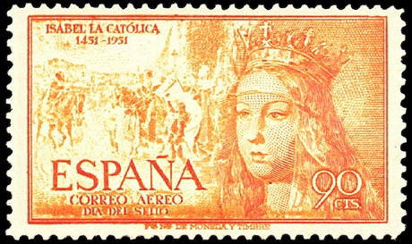 ESPAÑA SEGUNDO CENTENARIO Nº 1098 ** 90C AMARILLO ANARANJADO ISABEL LA CATOLICA