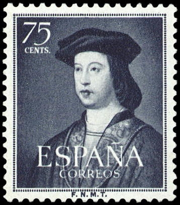 ESPAÑA SEGUNDO CENTENARIO Nº 1107 **75C AZUL OSCURO FERNANDO EL CATOLICO