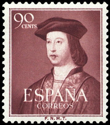 ESPAÑA SEGUNDO CENTENARIO Nº 1108 ** 90C LILA ROJIZO FERNANDO EL CATOLICO 