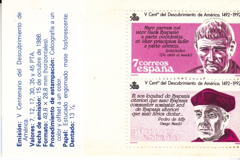 carné- V CENTENARIO DEL DESCUBRIMIENTO DE AMÉRICA 1492-1992- venta  (6)