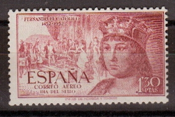 ESPAÑA SEGUNDO CENTENARIO Nº 1113 ** 1,3P LILA ROSACEO FERNANDO EL CATOLICO