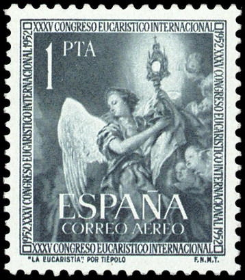 ESPAÑA SEGUNDO CENTENARIO Nº 1117 ** VERDE OSCURO CONGRESO EUCARISTICO 