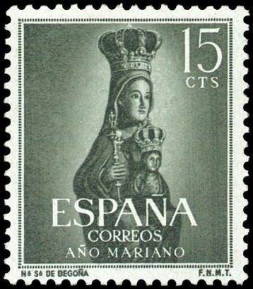 ESPAÑA SEGUNDO CENTENARIO Nº 1133 ** 15C VERDE OSCURO AÑO MARIANO 