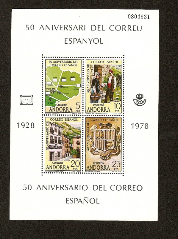 50 Aniversario del Correo Español en Andorra HB