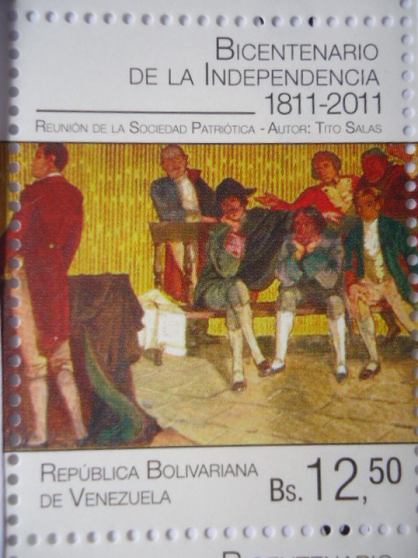 Bicentenario de la Independencia 1811-2011 - Reunión de la sociedad Patriótica -(Sello 8 de 10)