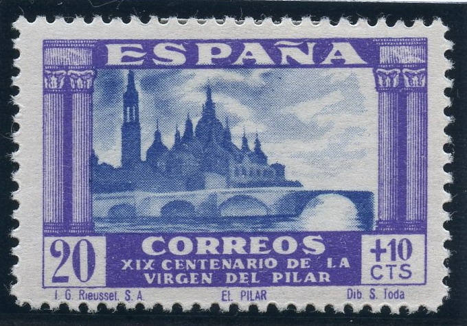 ESPAÑA 891 XIX CENTENARIO DE LA VENIDA DE LA VIRGEN DEL PILAR A ZARAGOZA