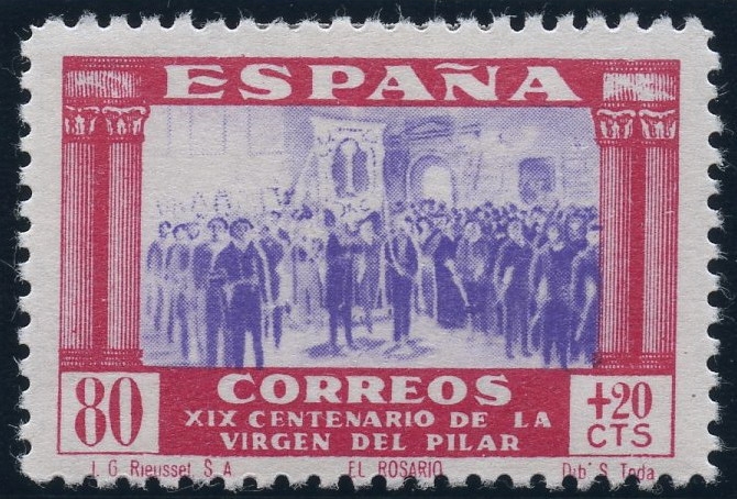 ESPAÑA 896 XIX CENTENARIO DE LA VENIDA DE LA VIRGEN DEL PILAR A ZARAGOZA