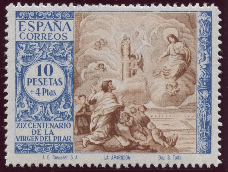 ESPAÑA 902 XIX CENTENARIO DE LA VENIDA DE LA VIRGEN DEL PILAR A ZARAGOZA