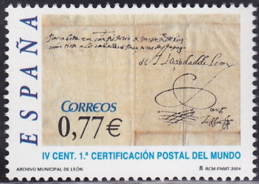 4 Centenario 1ª certificacion postal del mundo