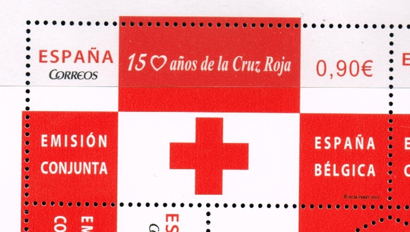 Edifil  4828  150 años de la Cruz Roja Emisión conjunta España-Bélgica.  