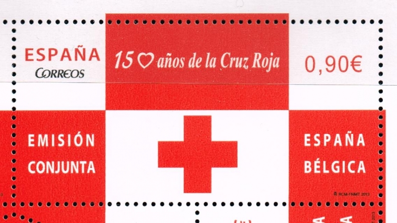Edifil  4828  150 años de la Cruz Roja Emisión conjunta España-Bélgica.  