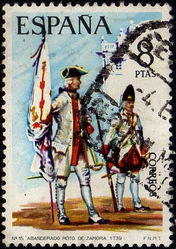 2201.-Uniformes Militares. III Grupo. Abanderado del Regimiento de Zamora (1739)