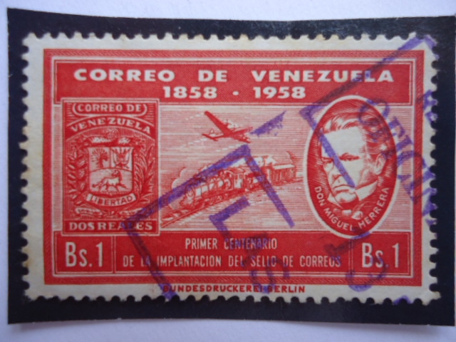 Primer Centenario de la Implantación del Sello de Correo -Correos de Venezuela 1858-1958