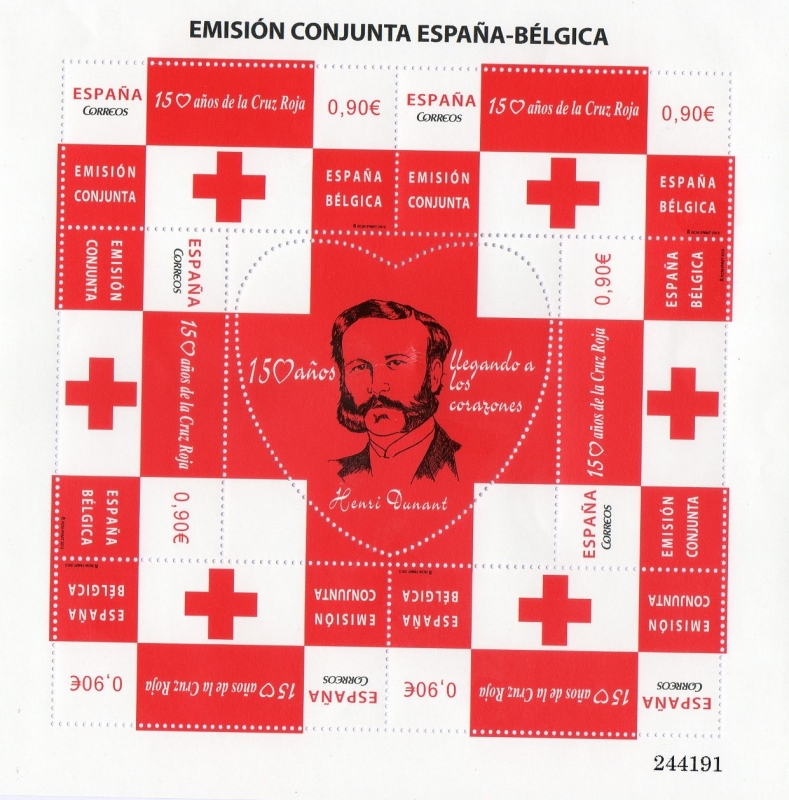 Emisión conjunta España - Bélgica. Aniversario de la fundación de la cruz roja.
