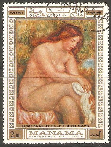 BAÑISTA  SECANDOSE  LA  PIERNA.  PINTURA  DE  RENOIR.