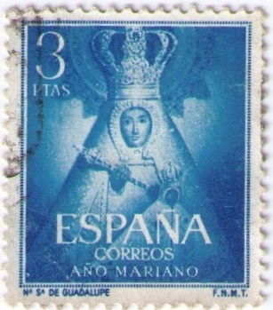 ESPAÑA 1954 nº 1141 Sello Año Mariano Nª Sª de Guadalupe Usado