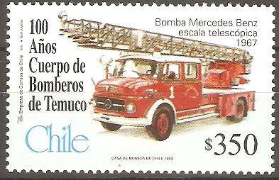 CENTENARIO  BOMBEROS  DE  TEMUCO.  BOMBA  MERCEDES  BENZ  ESCALA  TELESCÒPICA  1967.