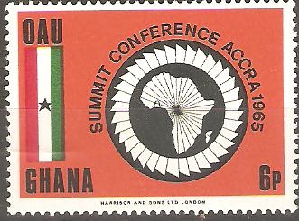 CUMBRE  ACCRA  1965.  MAPA  DE  AFRICA  Y  BANDERAS.