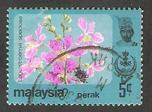 Perak - Flor lagerstroenia speciosa, y sultán Idris