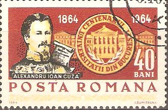 CENTENARIO  DE  LA  UNIVERSIDAD  DE  BUCAREST.  ALEXANDRU  IOAN  CUZZA,  MEDALLA  Y  UNIVERSIDAD.