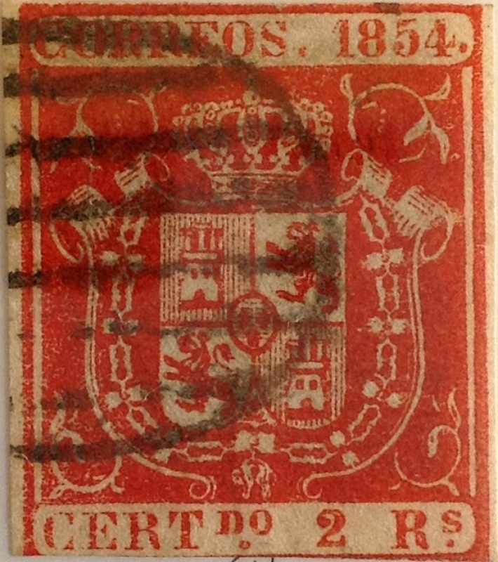 Scott#28 2 reales 1854