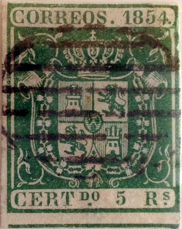Scott#29 5 reales 1854