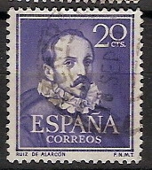 ESPAÑA SEGUNDO CENTENARIO Nº 1074 (0) 20C VIOLETA OSCURO LITERATOS