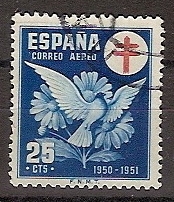 ESPAÑA SEGUNDO CENTENARIO USD Nº 1087 (0) 25C AZUL CRUZ DE LORENA