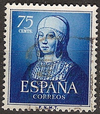 ESPAÑA SEGUNDO CENTENARIO USD Nº 1093 (0) 75C AZUL ISABEL LA CATOLICA