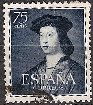 ESPAÑA SEGUNDO CENTENARIO USD Nº 1107 (0) 75C AZUL OSCURO FERNANDO EL CATOLICO.