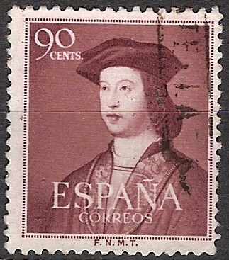 ESPAÑA SEGUNDO CENTENARIO USD Nº 1108 (0) 90C LILA ROJO FERNANDO EL CATOLICO