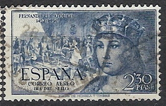 ESPAÑA SEGUNDO CENTENARIO USD Nº 1115 (09 2,3P AZUL CLARO FERNANDO EL CATOLICO.