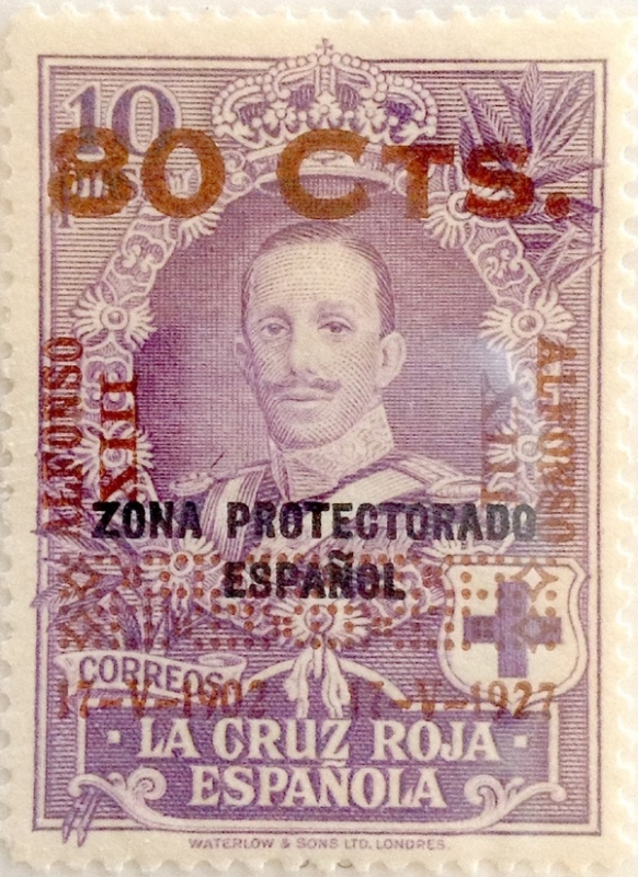 80 céntimos sobre 10 pesetas 1927