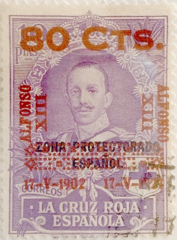 80 céntimos sobre 10 pesetas 1927