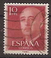 ESPAÑA SEGUNDO CENTENARIO USD Nº 1143 (0) 10C ROJO BURDEOS GENERAL FRANCO.