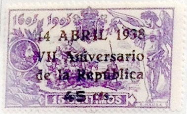 45 céntimos sobre 15 céntimos 1938