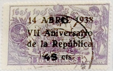 45 céntimos sobre 15 céntimos 1938