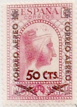 50 céntimos sobre 25 céntimos 1938