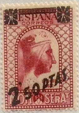 2,5 pesetas sobre 25 céntimos 1938
