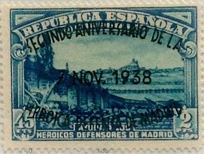 45 céntimos más 2 pesetas 1938